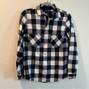 Women’s J. Crew blue plaid flannel half zip pullover top size XS